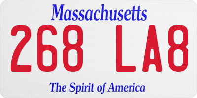 MA license plate 268LA8
