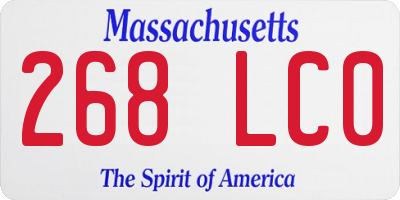 MA license plate 268LC0