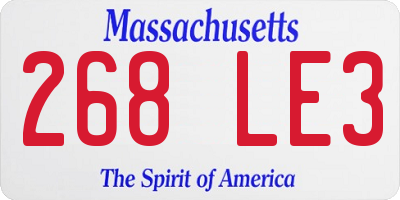 MA license plate 268LE3