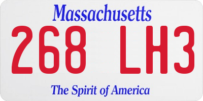 MA license plate 268LH3