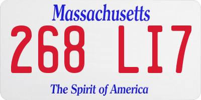 MA license plate 268LI7