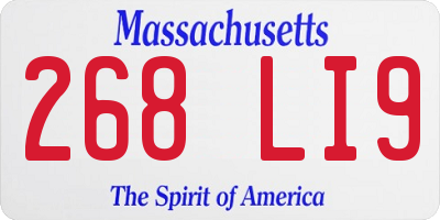 MA license plate 268LI9