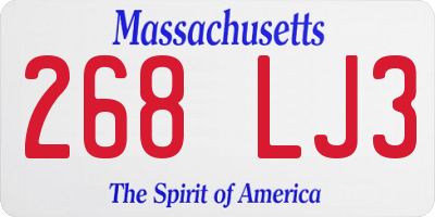 MA license plate 268LJ3
