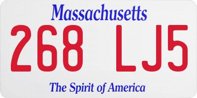 MA license plate 268LJ5