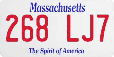 MA license plate 268LJ7