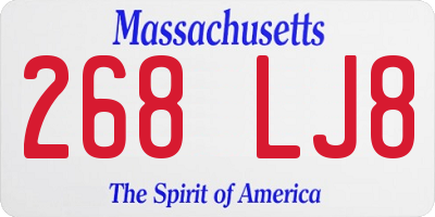 MA license plate 268LJ8