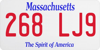 MA license plate 268LJ9