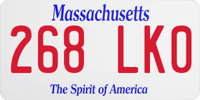 MA license plate 268LK0