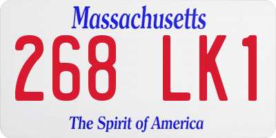 MA license plate 268LK1