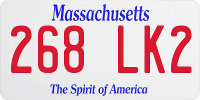 MA license plate 268LK2