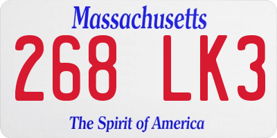 MA license plate 268LK3