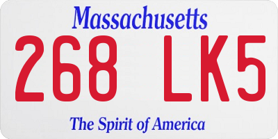 MA license plate 268LK5