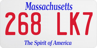 MA license plate 268LK7