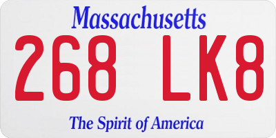 MA license plate 268LK8