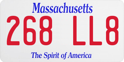 MA license plate 268LL8