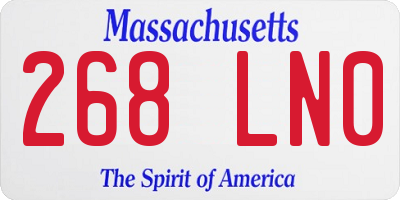 MA license plate 268LN0