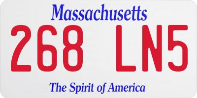 MA license plate 268LN5
