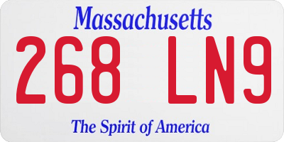 MA license plate 268LN9