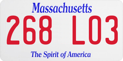 MA license plate 268LO3
