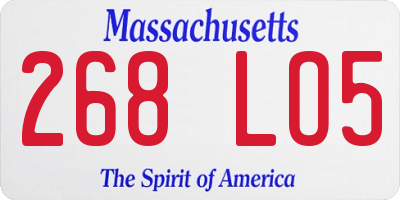 MA license plate 268LO5