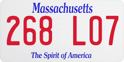 MA license plate 268LO7