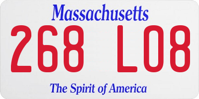 MA license plate 268LO8