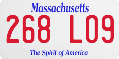 MA license plate 268LO9