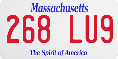MA license plate 268LU9