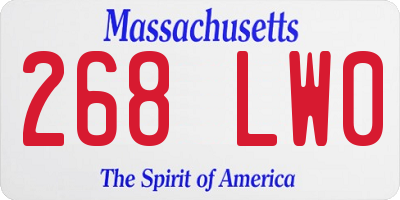 MA license plate 268LW0
