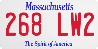 MA license plate 268LW2