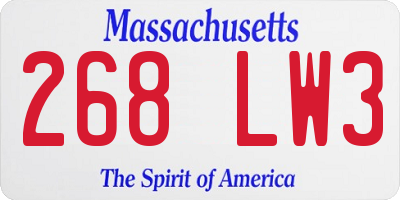 MA license plate 268LW3