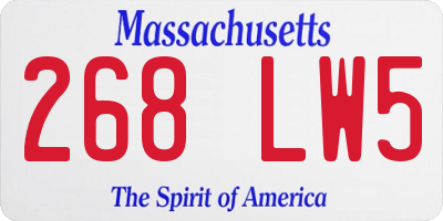 MA license plate 268LW5