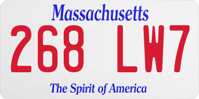 MA license plate 268LW7