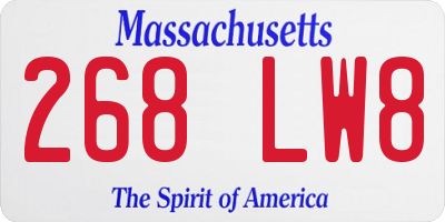 MA license plate 268LW8