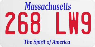 MA license plate 268LW9