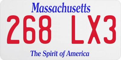 MA license plate 268LX3