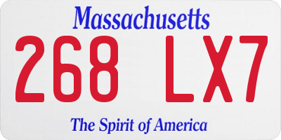 MA license plate 268LX7
