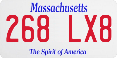 MA license plate 268LX8