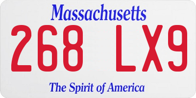 MA license plate 268LX9