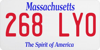MA license plate 268LY0