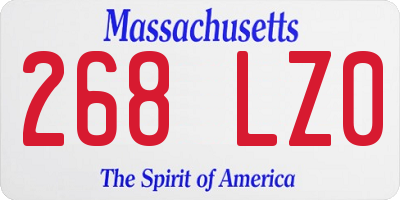 MA license plate 268LZ0