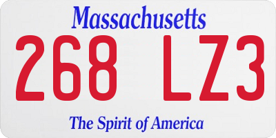 MA license plate 268LZ3