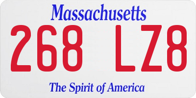 MA license plate 268LZ8