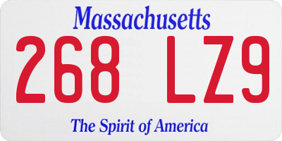 MA license plate 268LZ9