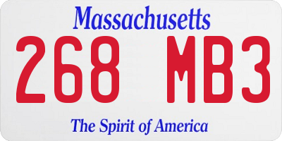 MA license plate 268MB3