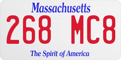 MA license plate 268MC8