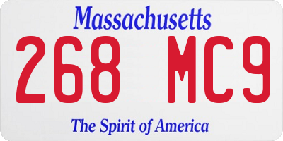 MA license plate 268MC9