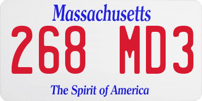 MA license plate 268MD3