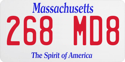 MA license plate 268MD8