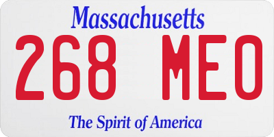 MA license plate 268ME0